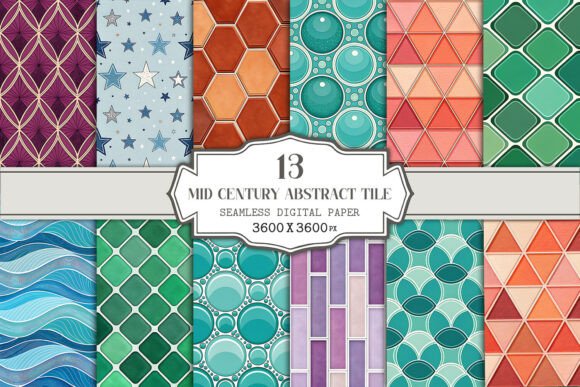 Download Mid Century Abstract Tile Digital Paper - Tile Collection