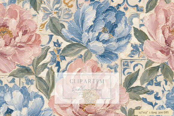 Download Blue Pink Peony Tile Floral Pattern - Tile Collection