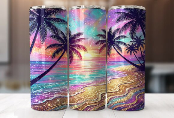 Download Tropical Sunset Glitter Beach Tumbler - Beach Collection