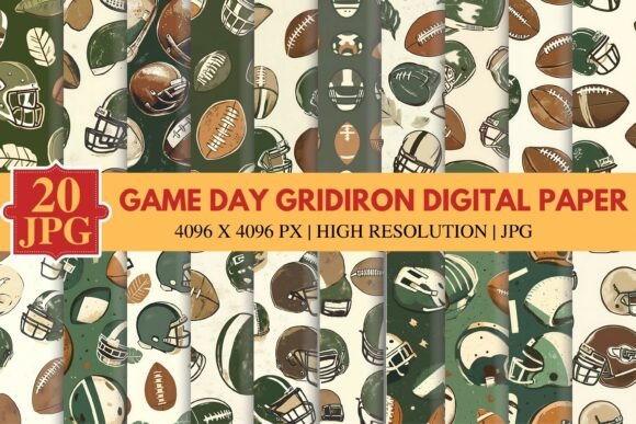 Download Game Day Gridiron Digital Paper - Grid Collection