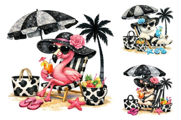 Download Glam Beach Safari Animal Clipart Bundle - Beach Collection