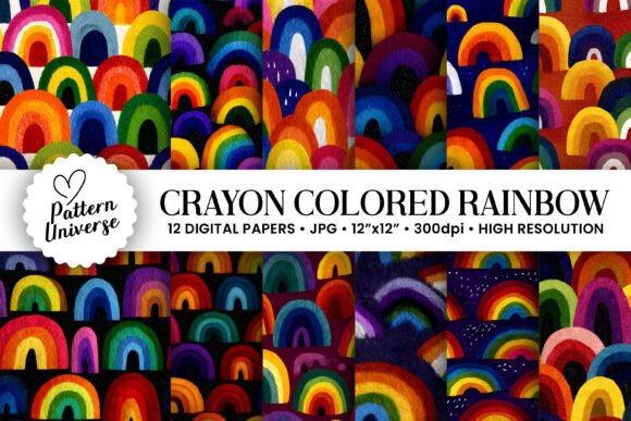 Download Crayon Colored Rainbow Digital Paper - Premium Resources