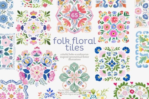 Download Folk Floral Tiles Clipart Set - Tile Collection