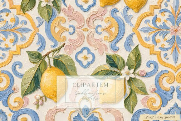 Download Lemon Tile Damask Sublimation Pattern - Tile Collection