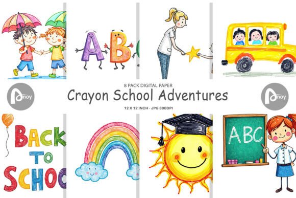 Download Digital Paper Crayon Adventures - Premium Bundle